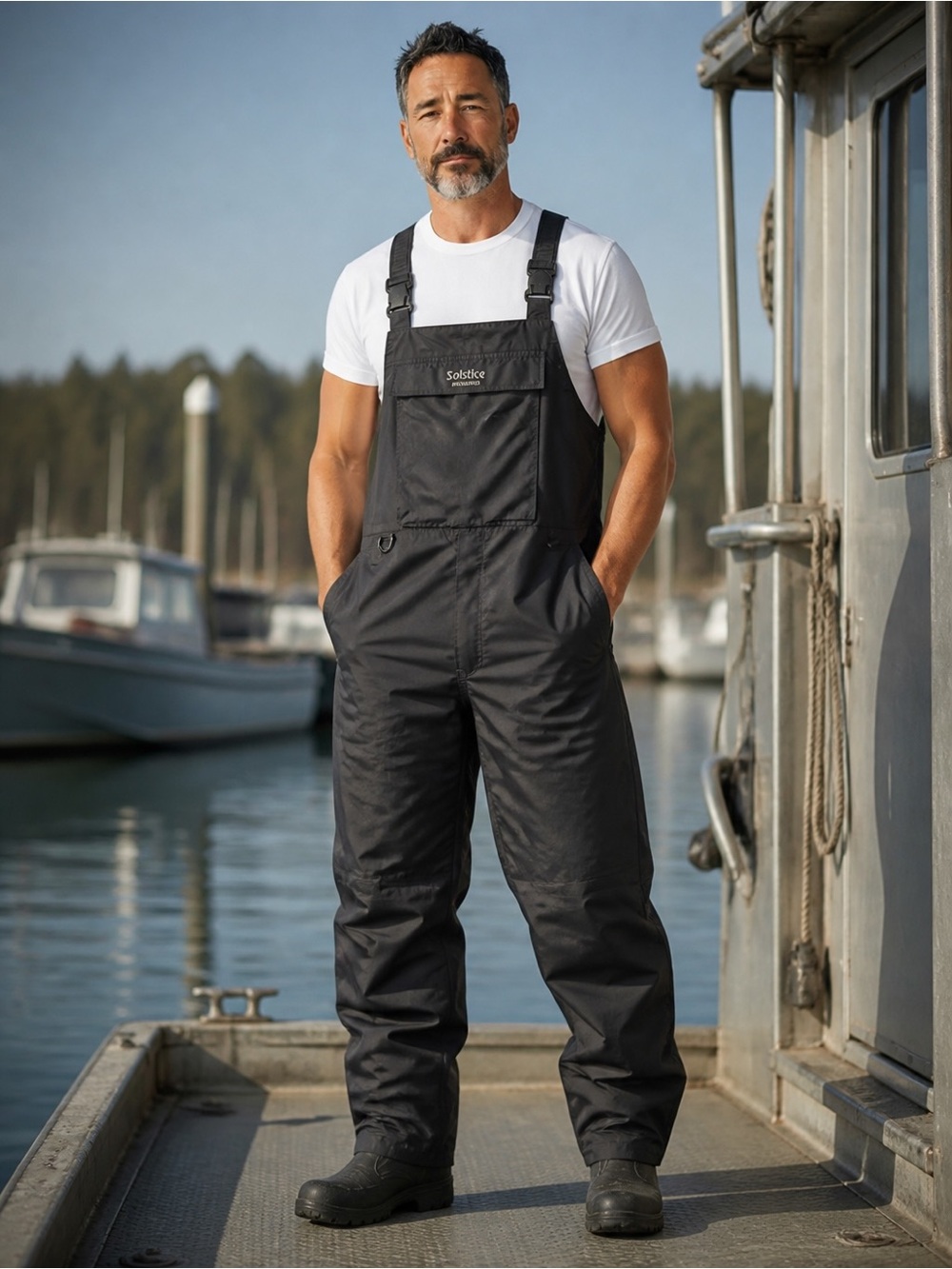 Solstice Microshed Waterproof Bib Overalls Large Full Side Zip Fishing Ski Rain